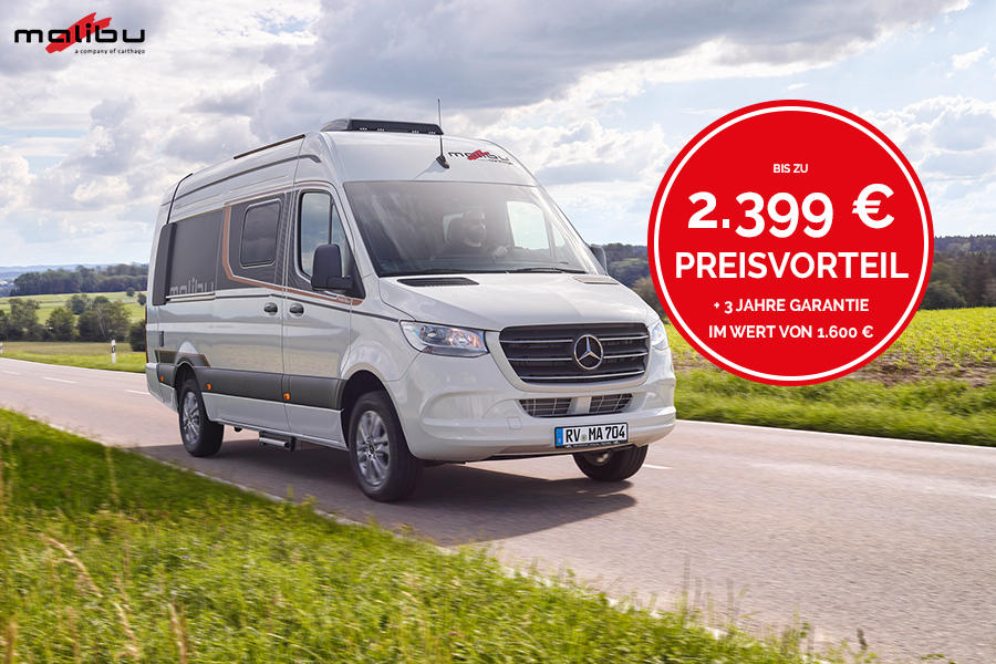 Ein Malibu Van auf der Landstrasse Caravan Salon